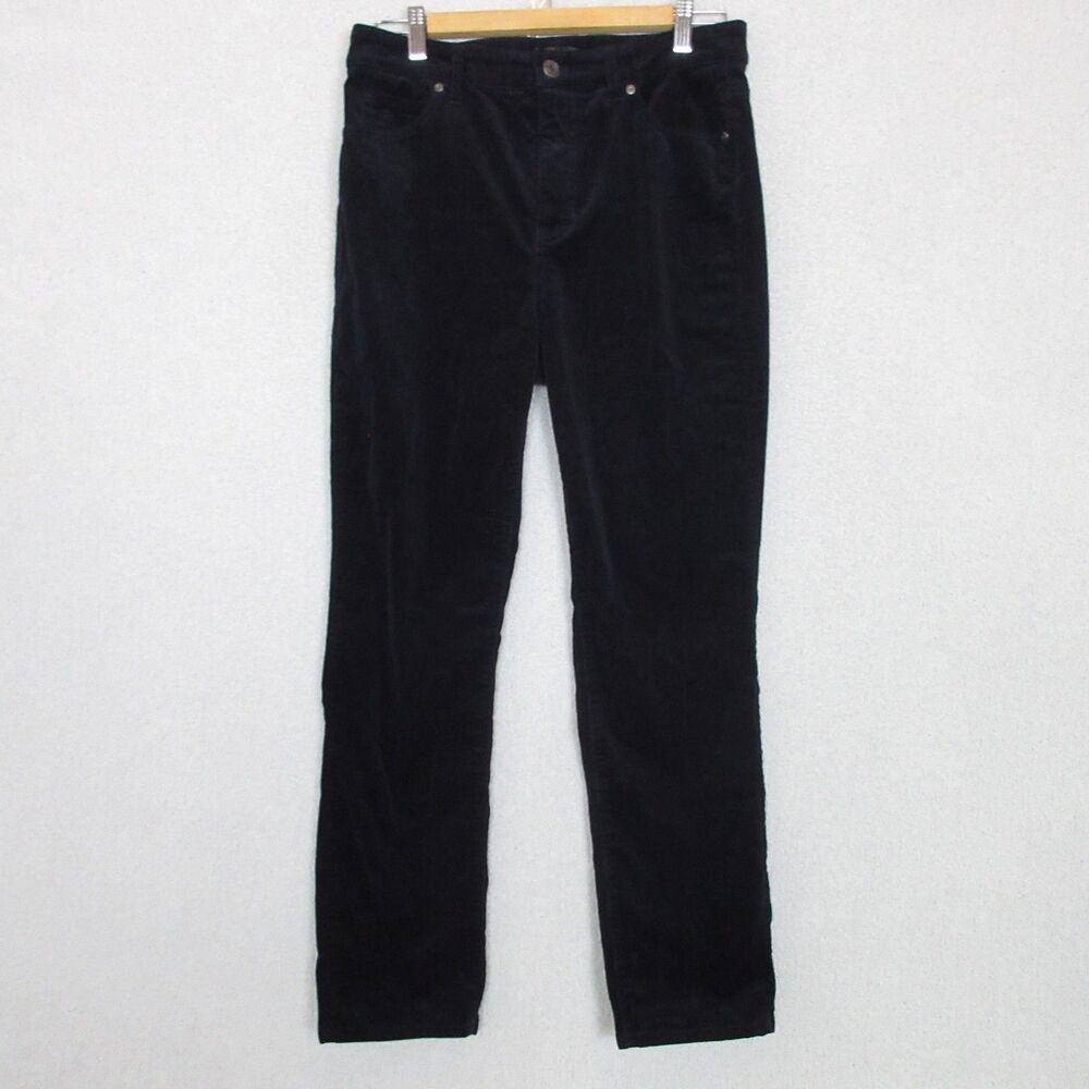 TALBOTS Straight Leg Corduroy Pants 8p Black Stretch Cotton Blend Classic